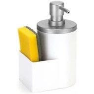Dispenser 600ml Para Detergente E Bucha Branco Com Cromo Fosco
